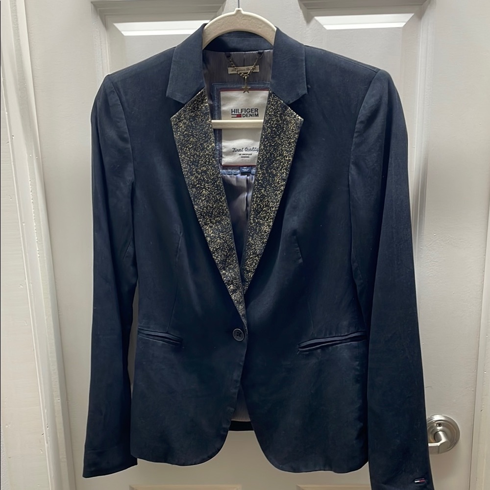 Tommy Hilfiger Women’s Black Blazer with Gold Accents, size Small